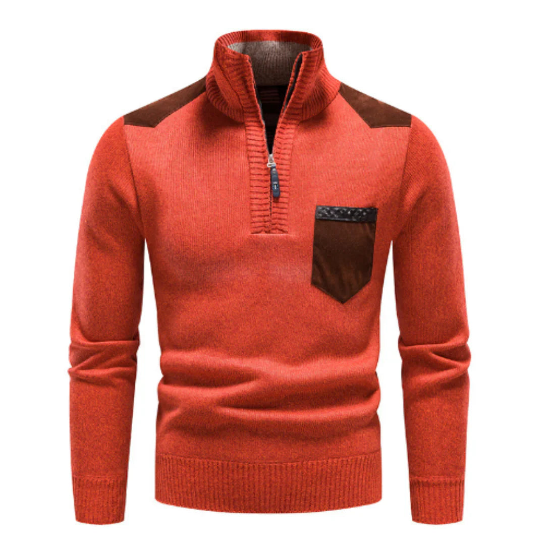 Casual long-sleeved sweater with half zipper for men – relaxed knit look