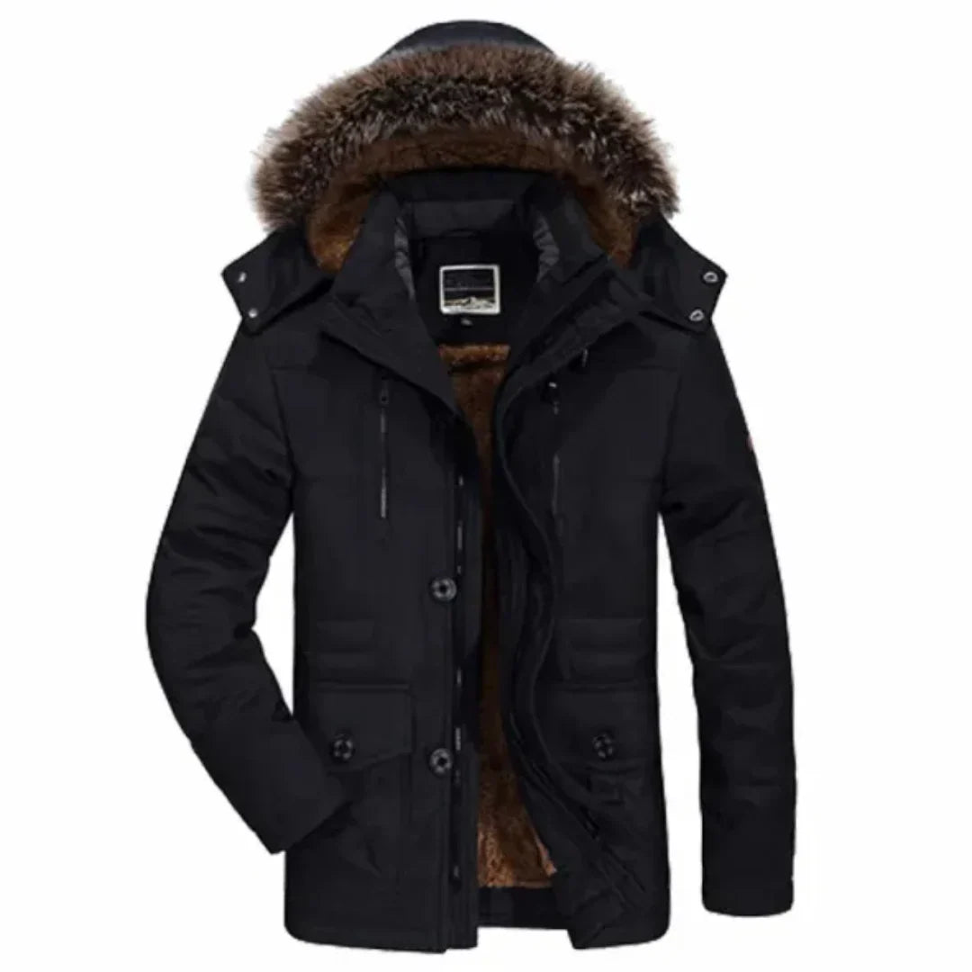 Men's winter jacket with zipper and hood – warm and weatherproof