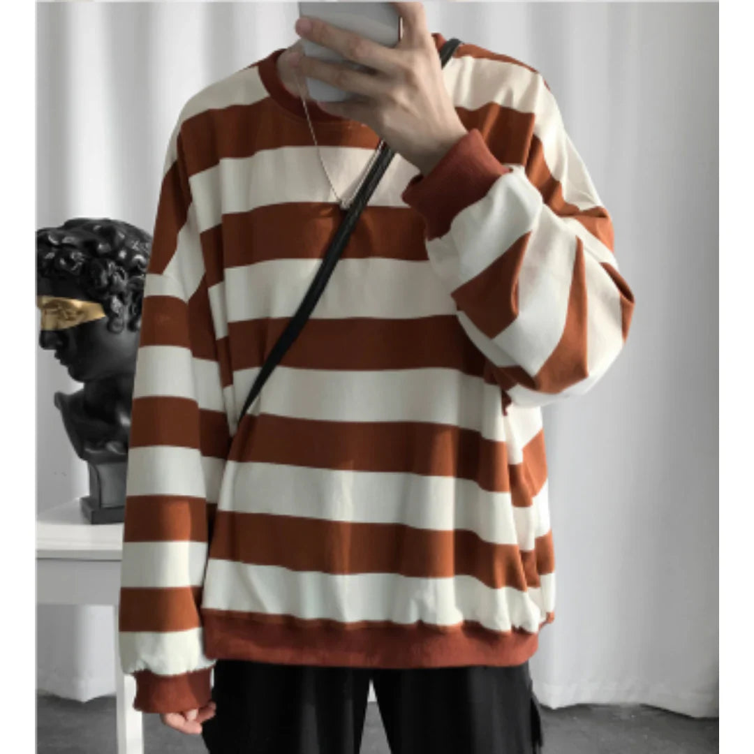 Oversized round-neck winter sweater – men