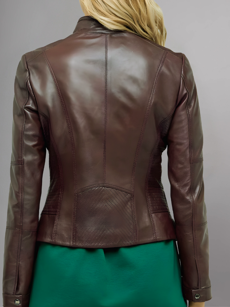 Women's Burgundy Leather & Faux-Leather Jackets