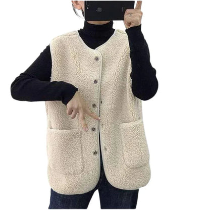 Women’s oversized teddy fleece vest – women