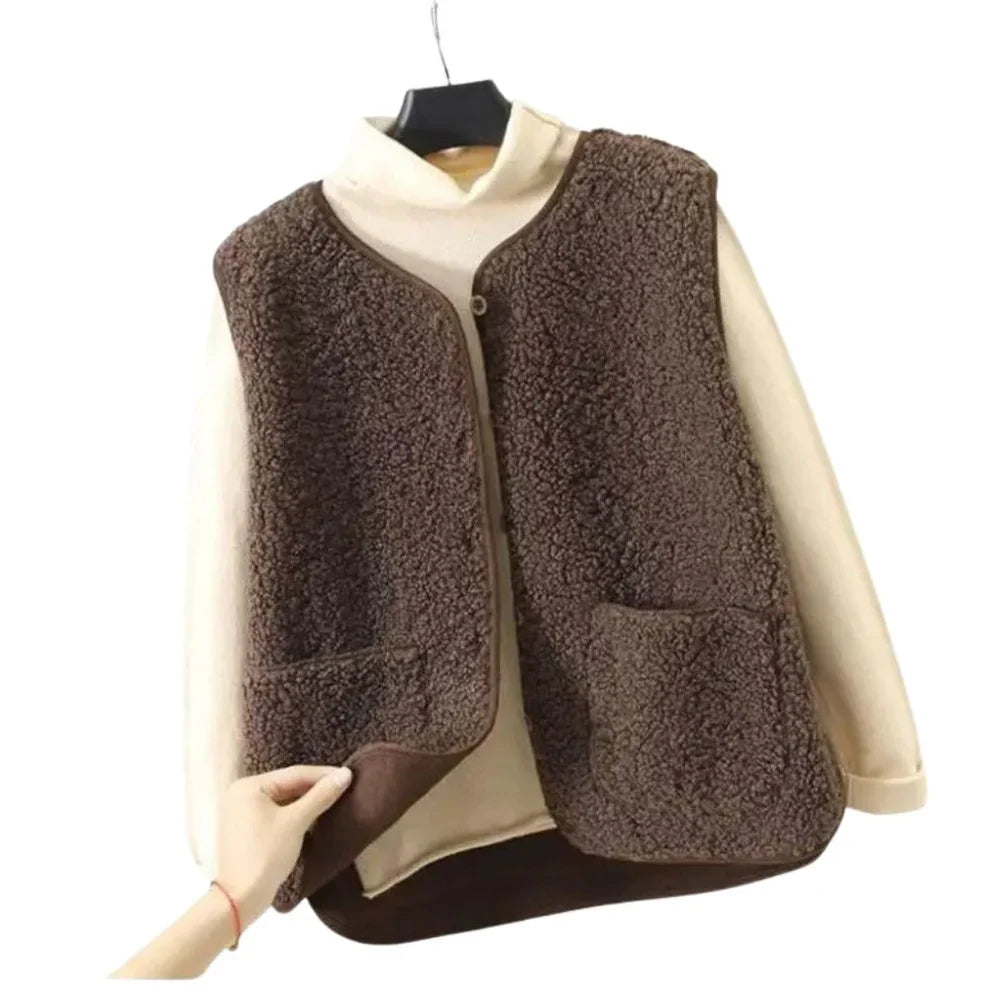 Women’s oversized teddy fleece vest – women