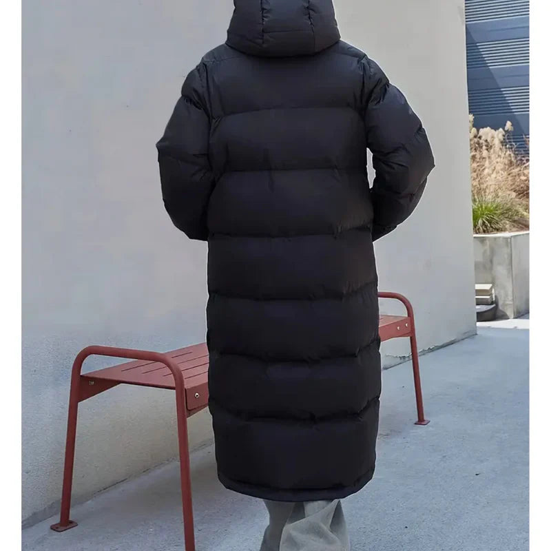 Simone black long quilted jacket for women
