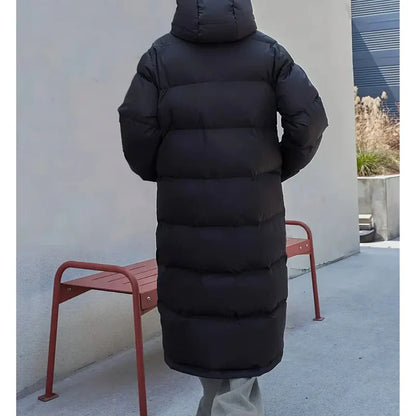 Simone black long quilted jacket for women