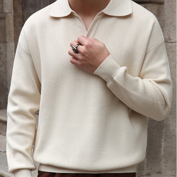 Men's structured polo knit sweater – men