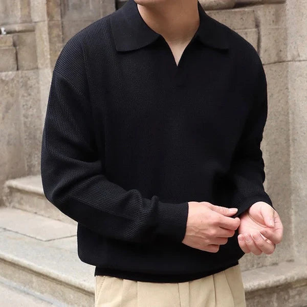 Men's structured polo knit sweater – men