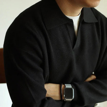 Men's structured polo knit sweater – men