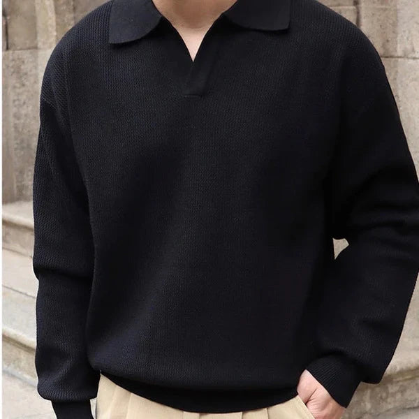 Men's structured polo knit sweater – men