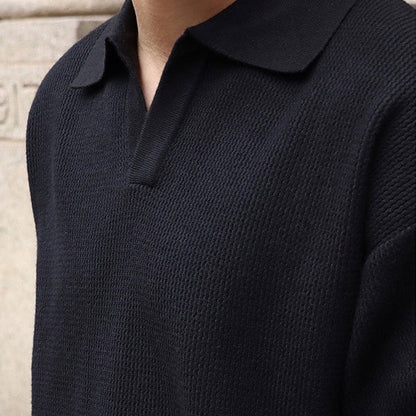 Men's structured polo knit sweater – men