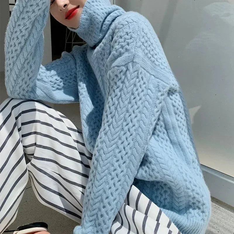Textured knit warm sweater – women