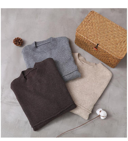 Vintage chocolate knitted top trendy plus size patchwork sweaters asymmetric hem