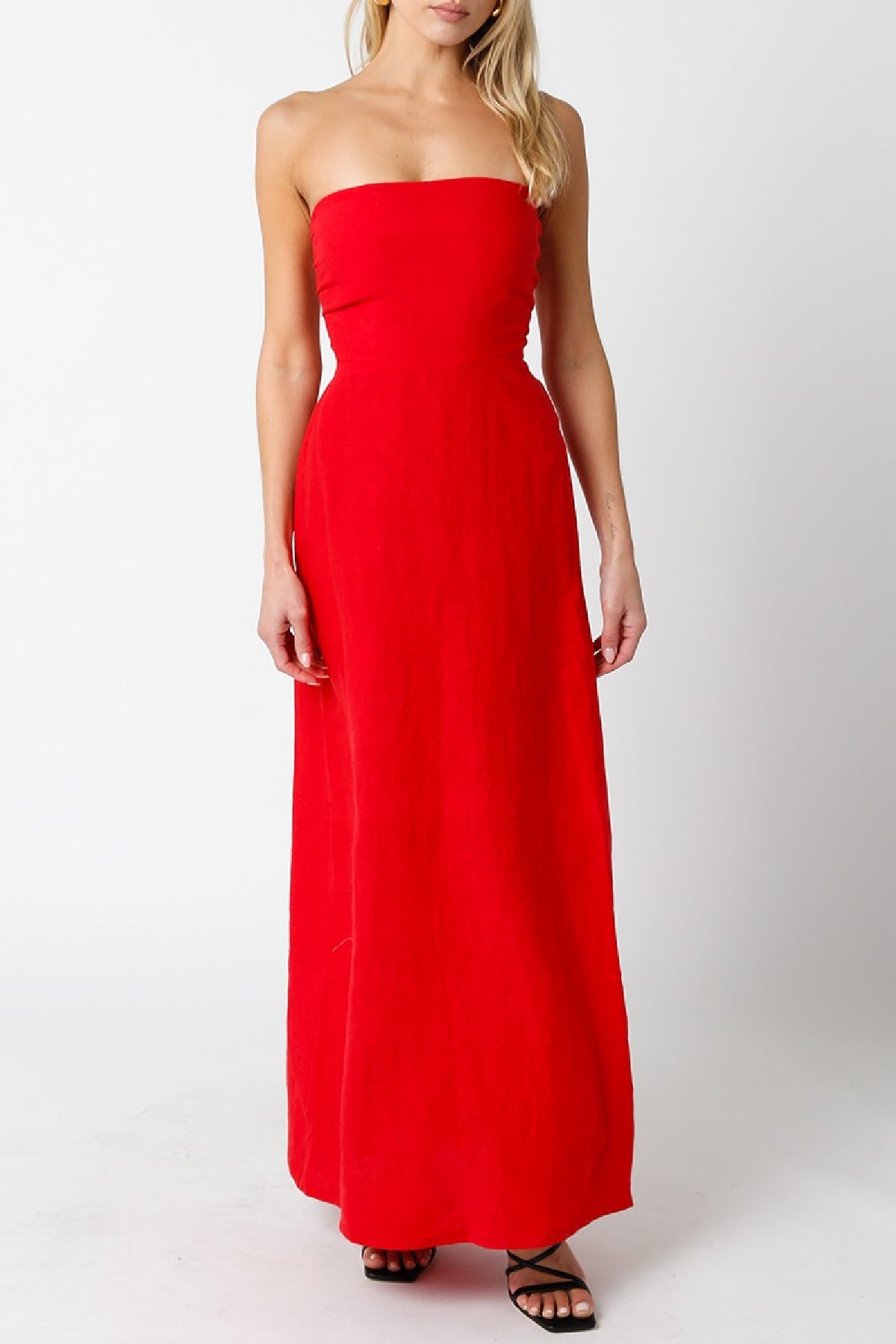 Kerry Sleeveless Linen Maxi Dress Red