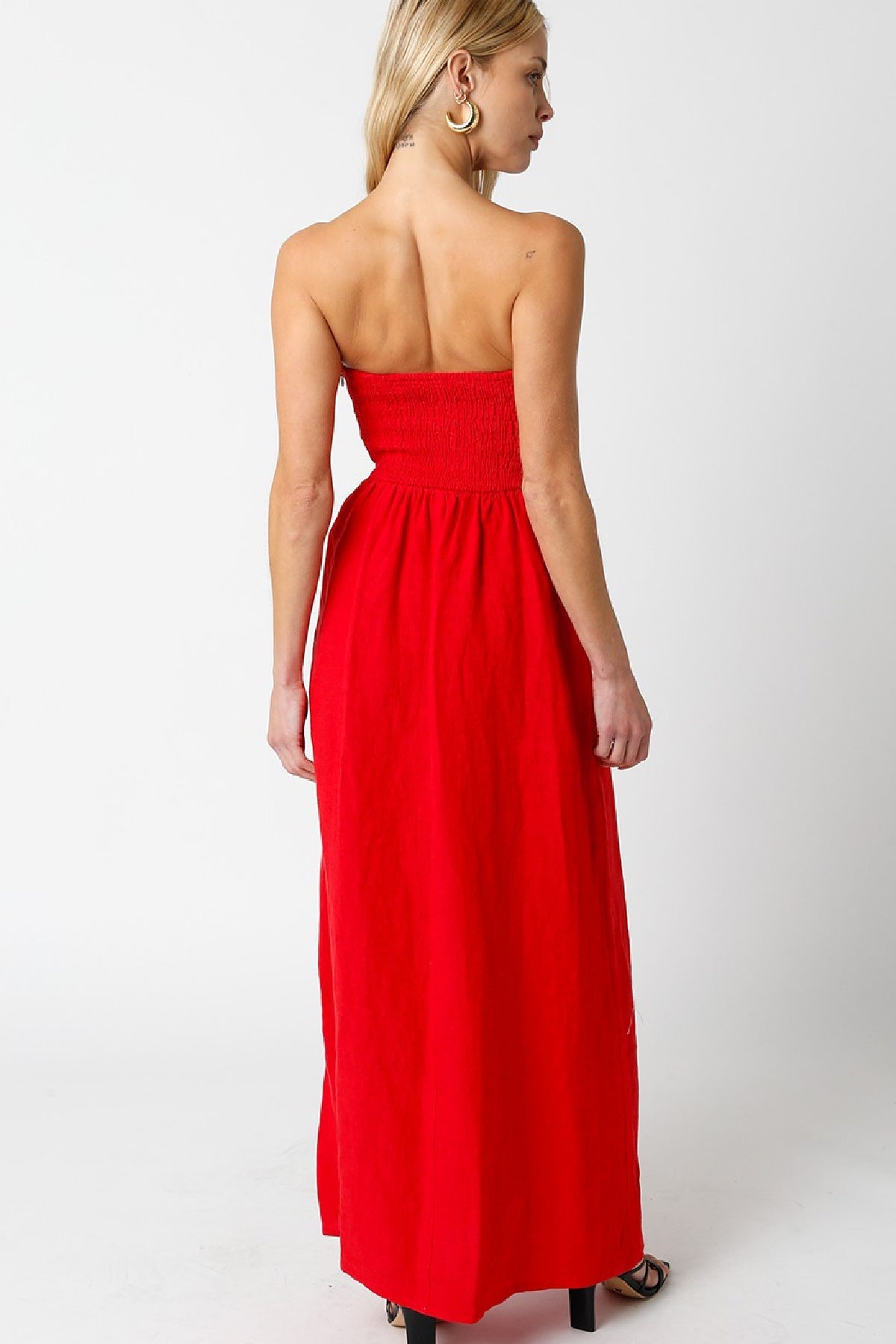 Kerry Sleeveless Linen Maxi Dress Red