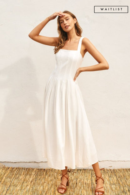 Waitlist 7/27 ♥ Amberlynn Sleeveless Linen Midi Dress White