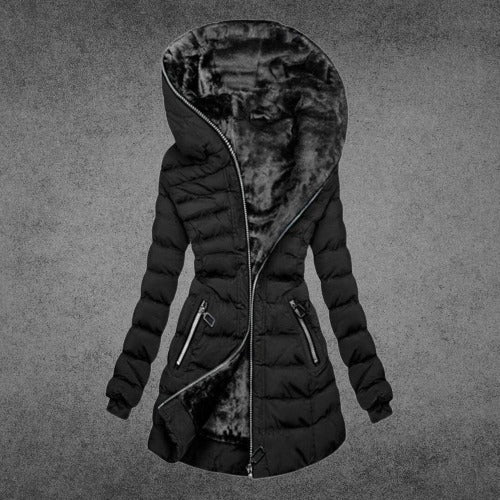 Women’s hooded zip jacket with ribbed sleeves – women