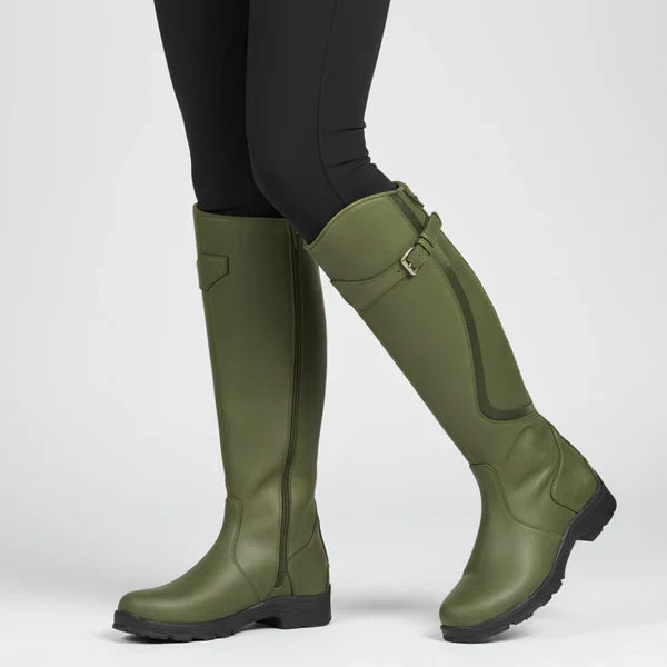 Women's knee-high boots with low heel & zipper – women