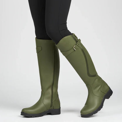 Women's knee-high boots with low heel & zipper – women
