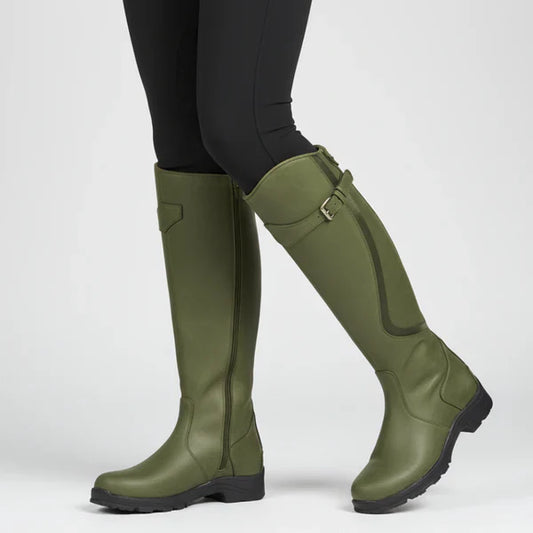 Women's knee-high boots with low heel & zipper – women