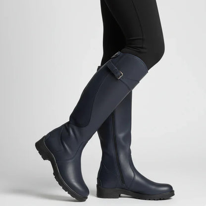 Women's knee-high boots with low heel & zipper – women