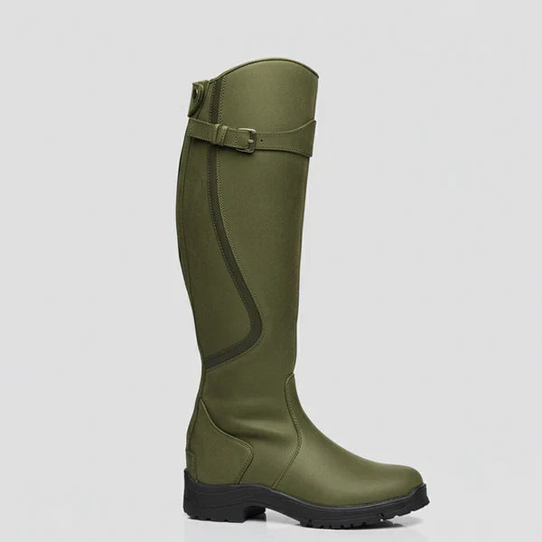 Women's knee-high boots with low heel & zipper – women