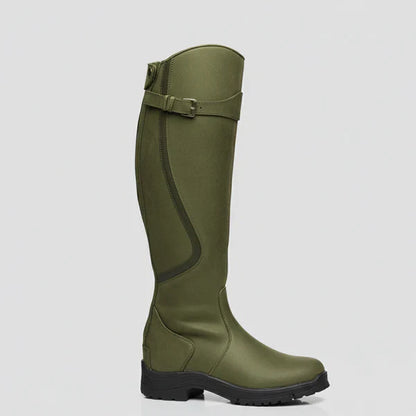 Women's knee-high boots with low heel & zipper – women