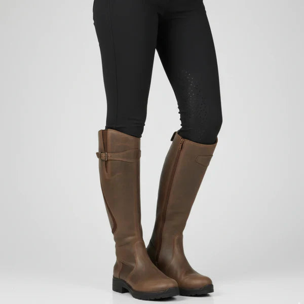 Women's knee-high boots with low heel & zipper – women