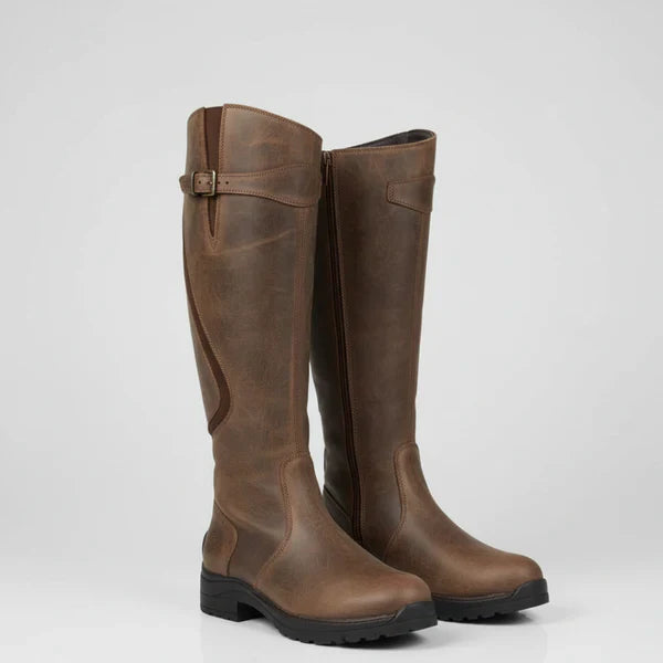 Women's knee-high boots with low heel & zipper – women