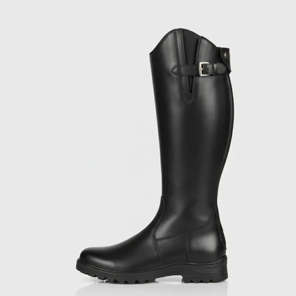 Women's knee-high boots with low heel & zipper – women