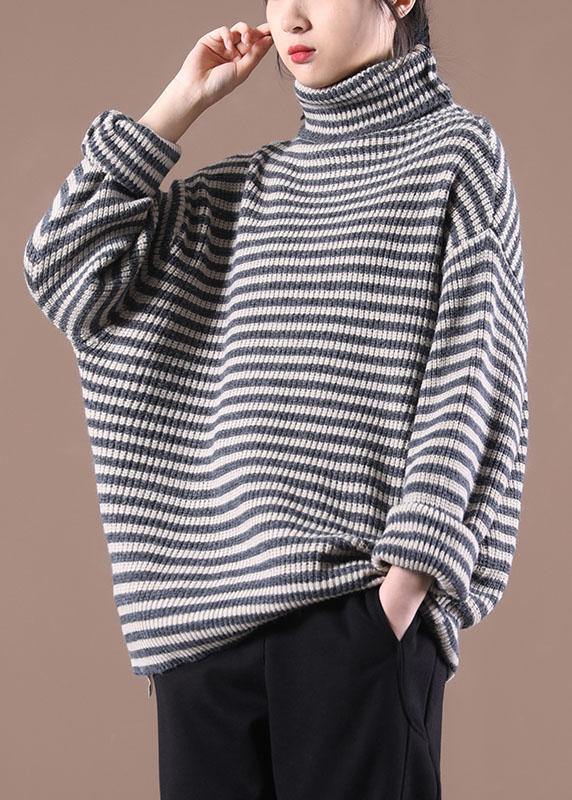 Women Chocolate Striped Long Sleeve Fall Knit Top