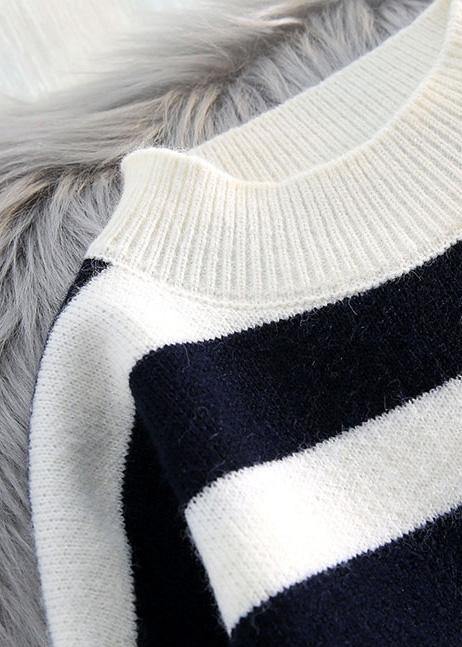 Women striped Sweater weather fashion patchwork Fuzzy knit dress