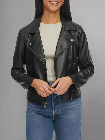 Women's Biker's  Sheepskin Leather Jacket