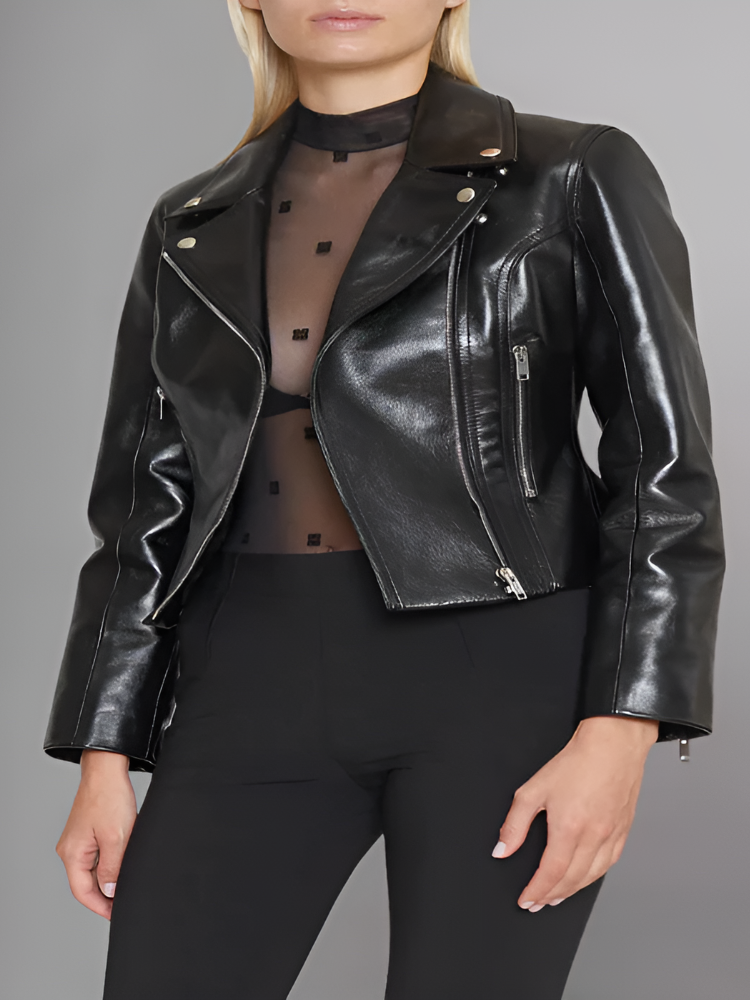 Women's Cinched Leather Motorcycle Jacket