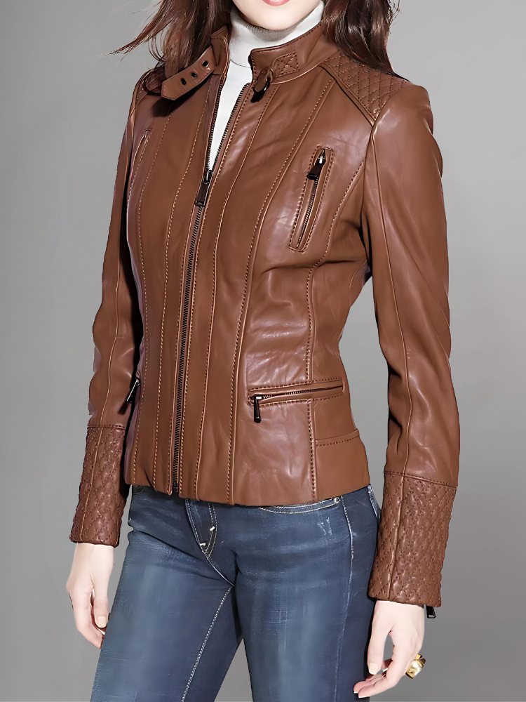 Women’s Dark Brown Biker Leather Jacket