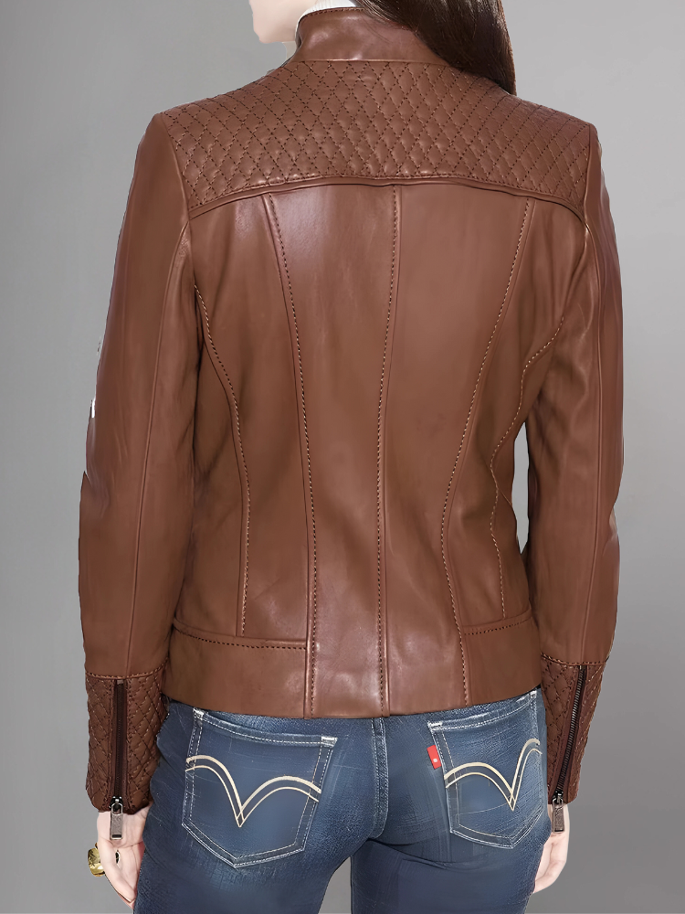 Women’s Dark Brown Biker Leather Jacket