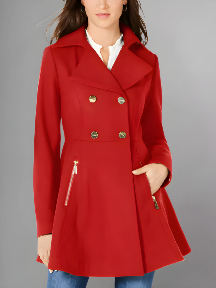 Women s Double Breasted Skirted Coat Style Cove