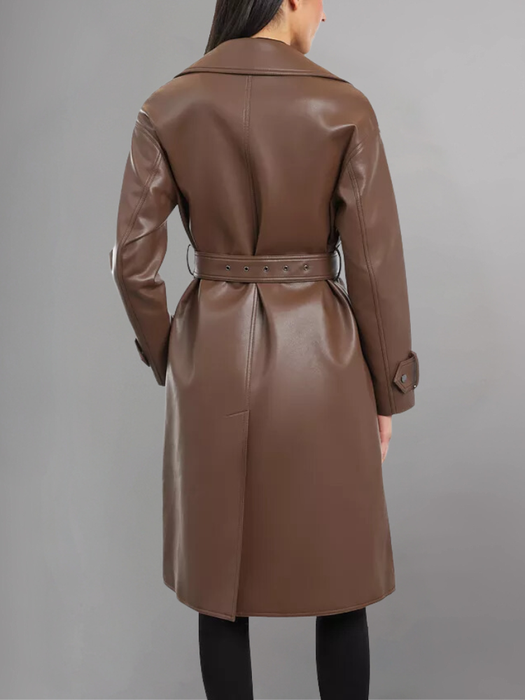 Women's Elle Belted Sheep-Leather Trench Coat