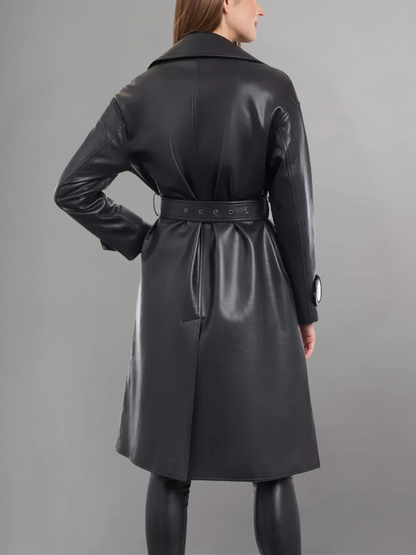 Women's Elle Belted Sheep-Leather Trench Coat