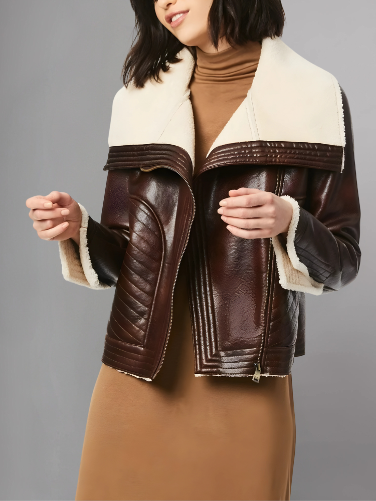 Women’s Moto Real Shearling Leather Jacket