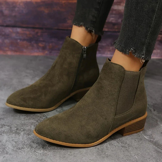 Women's stylish ankle boots with zipper - women