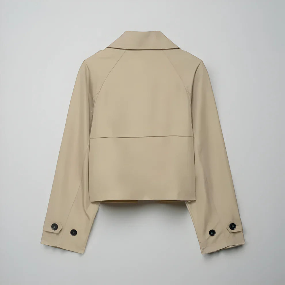 Women’s stylish double-breasted cropped trench coat with pockets – women