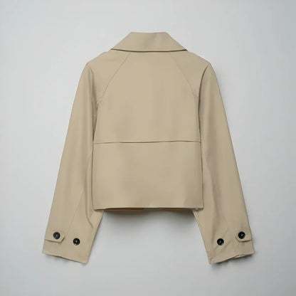 Women’s stylish double-breasted cropped trench coat with pockets – women