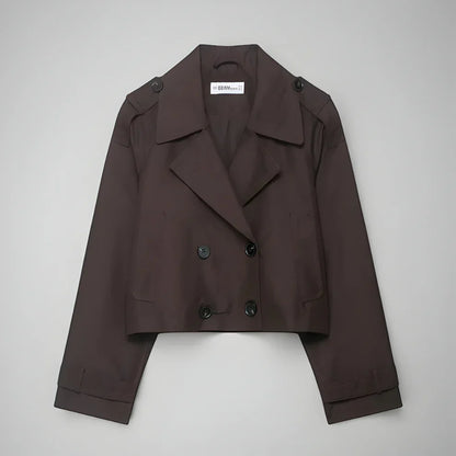 Women’s stylish double-breasted cropped trench coat with pockets – women