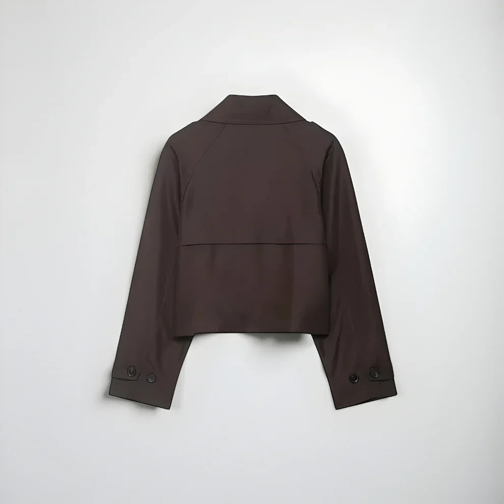 Women’s stylish double-breasted cropped trench coat with pockets – women