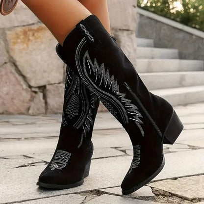 Women’s western embroidered knee-high boots – women