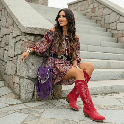 Women’s western embroidered knee-high boots – women