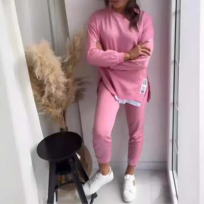 Women’s 2-piece pants & sweatshirt patchwork set – women