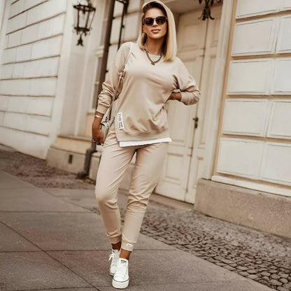 Women’s 2-piece pants & sweatshirt patchwork set – women