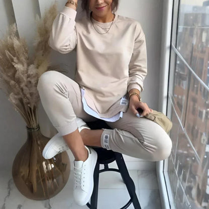 Women’s 2-piece pants & sweatshirt patchwork set – women
