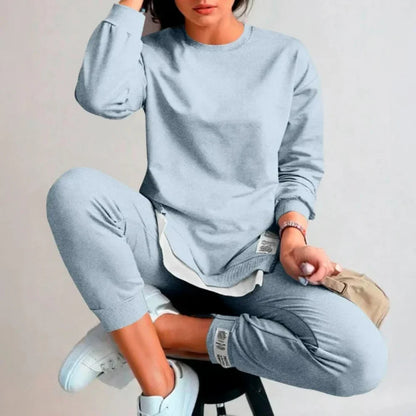 Women’s 2-piece pants & sweatshirt patchwork set – women