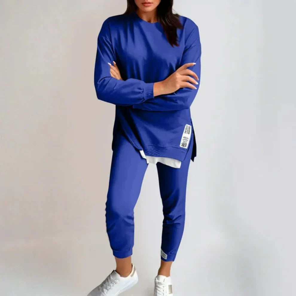 Women’s 2-piece pants & sweatshirt patchwork set – women